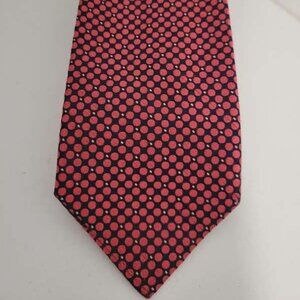 100% Silk Men's Tie by Ted Baker red and Navy Polka dots